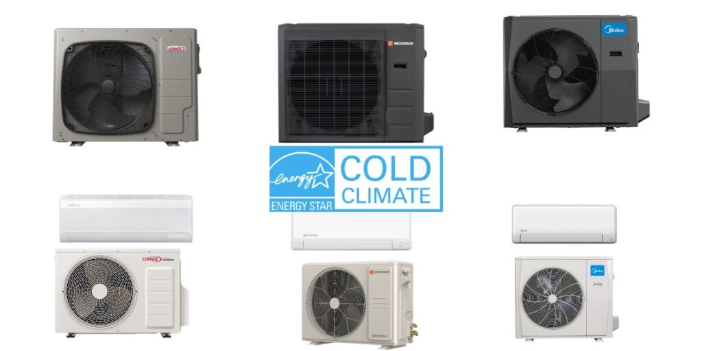 Sélection de thermopompes murales et centrales portant la mention ENERGY STAR Cold Climate