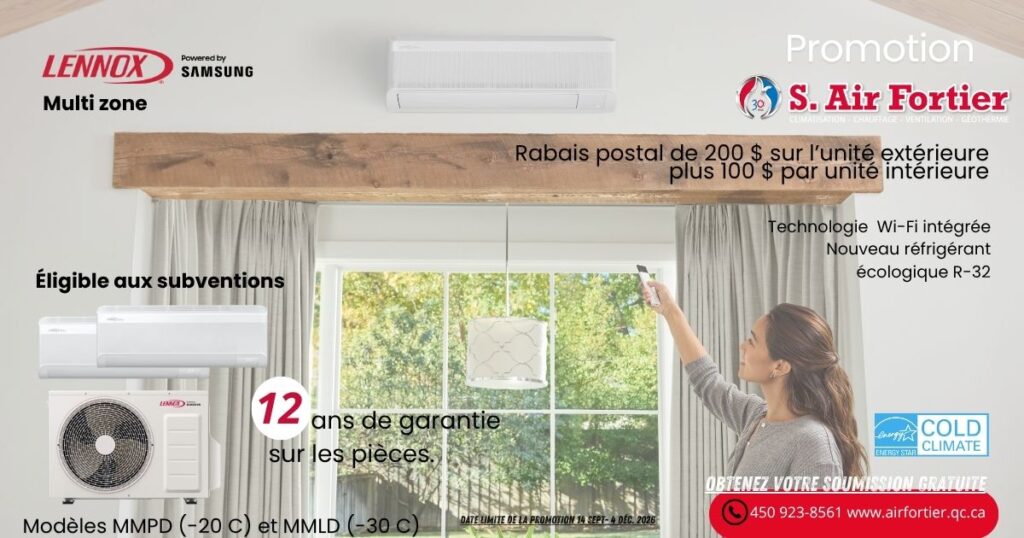Offre sur un système de thermopompe murale Lennox multizone