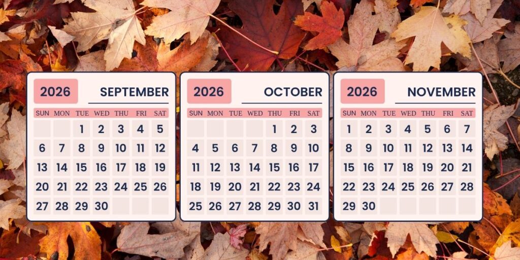 Calendriers de septembre, octobre et novembre pour planifier l’entretien d’automne